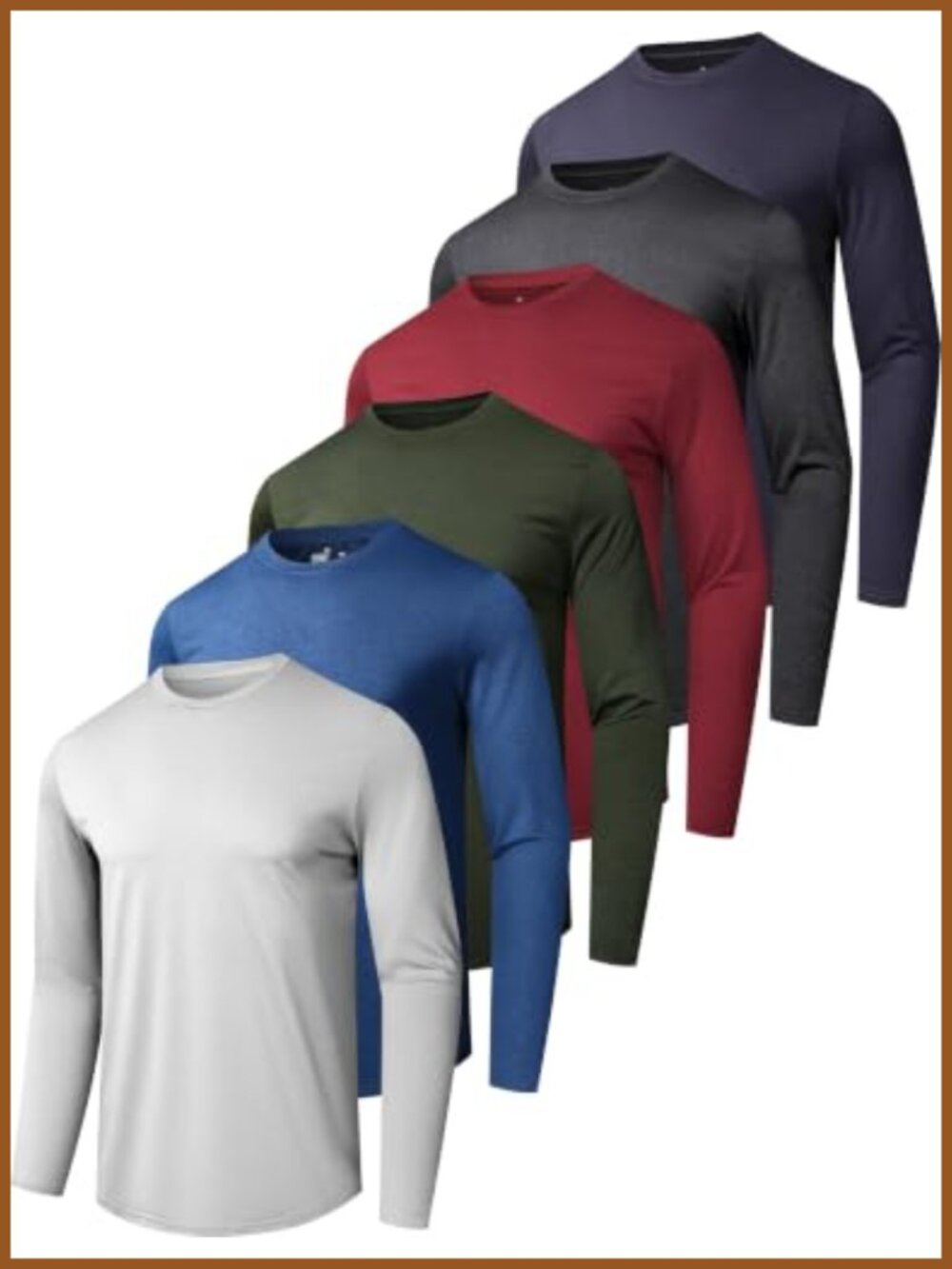 Men's Quick Dry Long Sleeve UPF50+ Sun Shirts 6-7 Pack Active Tees